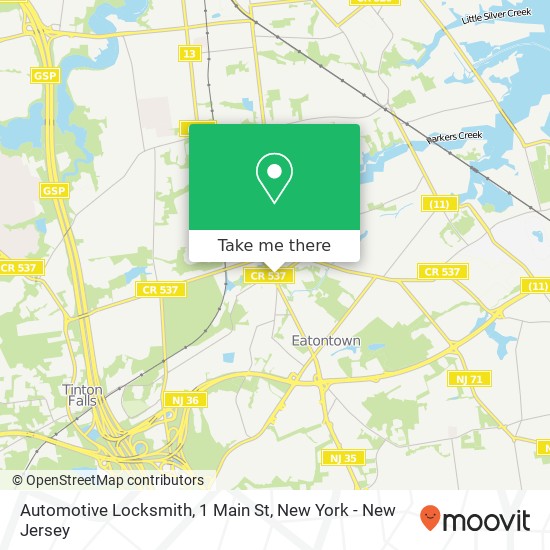 Mapa de Automotive Locksmith, 1 Main St