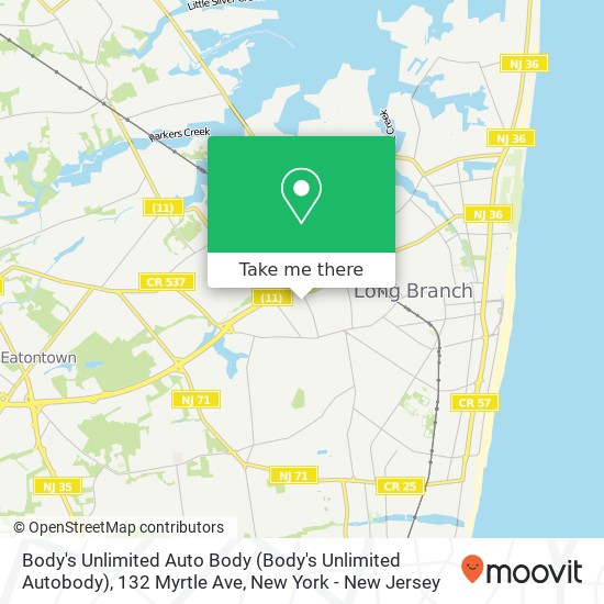 Mapa de Body's Unlimited Auto Body (Body's Unlimited Autobody), 132 Myrtle Ave