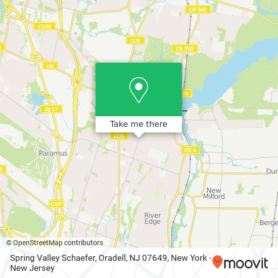 Mapa de Spring Valley Schaefer, Oradell, NJ 07649