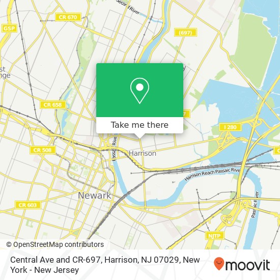 Mapa de Central Ave and CR-697, Harrison, NJ 07029