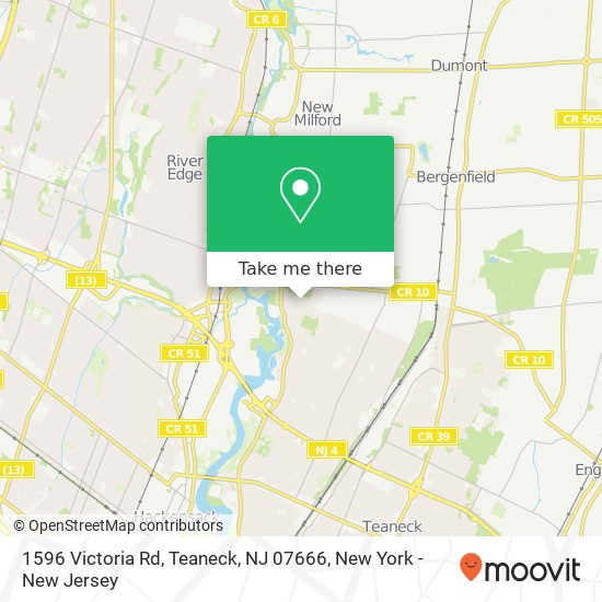 Mapa de 1596 Victoria Rd, Teaneck, NJ 07666
