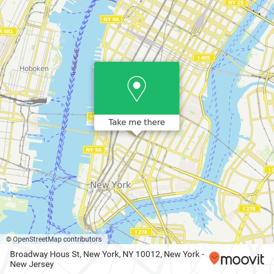 Broadway Hous St, New York, NY 10012 map