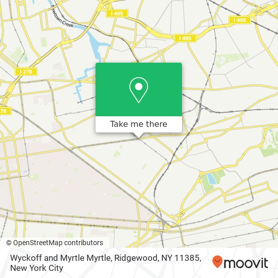 Mapa de Wyckoff and Myrtle Myrtle, Ridgewood, NY 11385