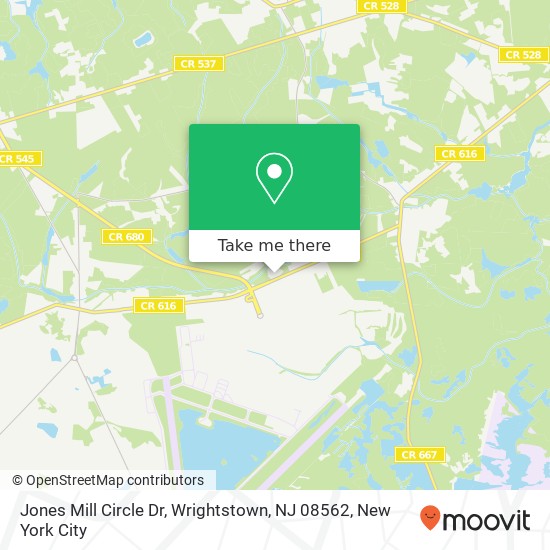 Mapa de Jones Mill Circle Dr, Wrightstown, NJ 08562