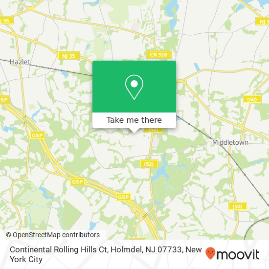 Mapa de Continental Rolling Hills Ct, Holmdel, NJ 07733