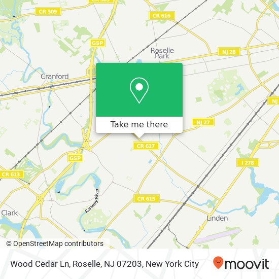 Mapa de Wood Cedar Ln, Roselle, NJ 07203