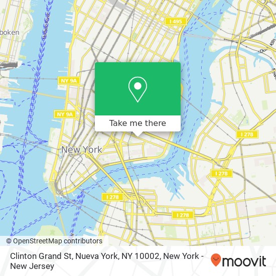Mapa de Clinton Grand St, Nueva York, NY 10002