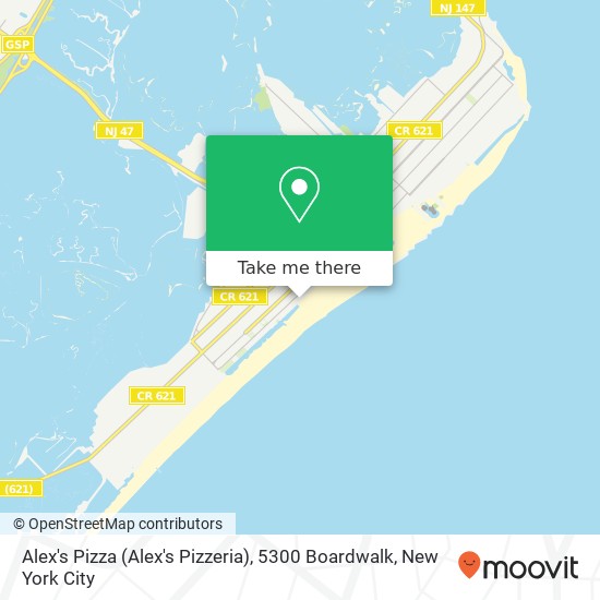 Alex's Pizza (Alex's Pizzeria), 5300 Boardwalk map