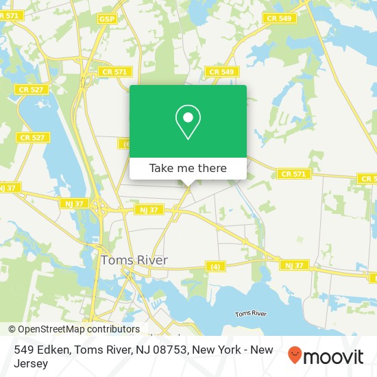 Mapa de 549 Edken, Toms River, NJ 08753