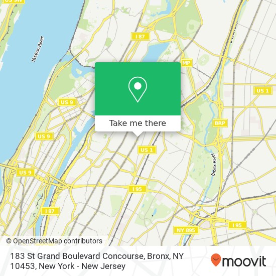 Mapa de 183 St Grand Boulevard Concourse, Bronx, NY 10453