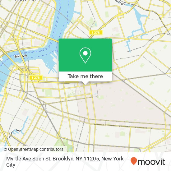 Mapa de Myrtle Ave Spen St, Brooklyn, NY 11205