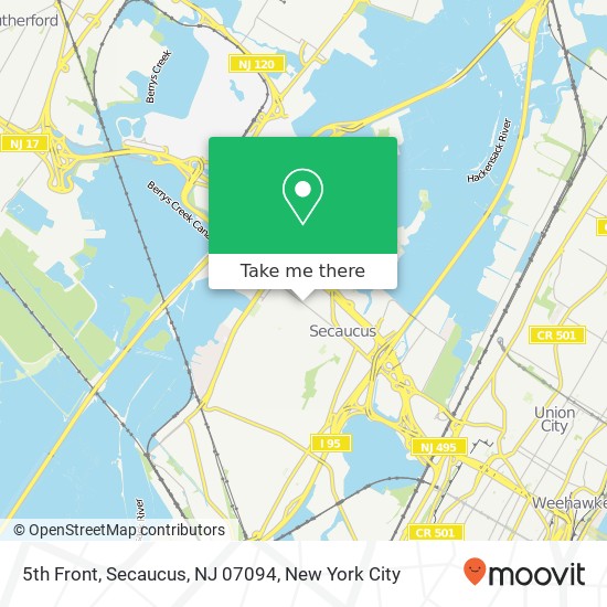 Mapa de 5th Front, Secaucus, NJ 07094