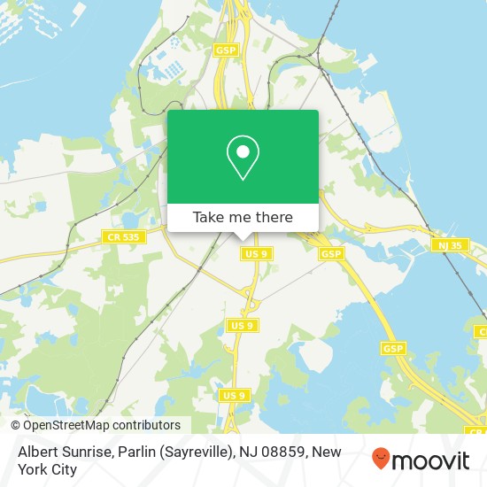 Mapa de Albert Sunrise, Parlin (Sayreville), NJ 08859