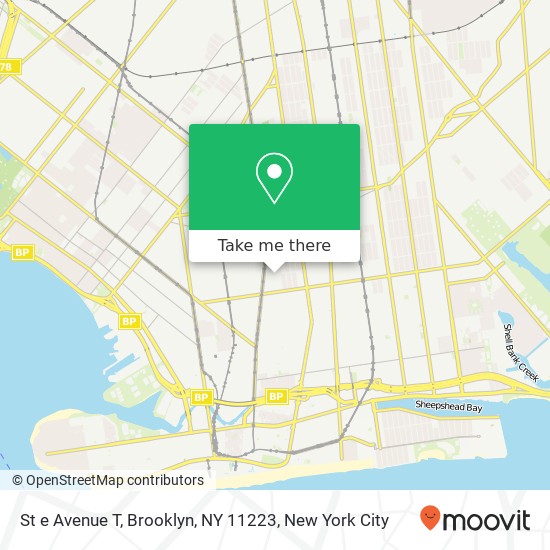 Mapa de St e Avenue T, Brooklyn, NY 11223