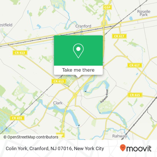 Mapa de Colin York, Cranford, NJ 07016