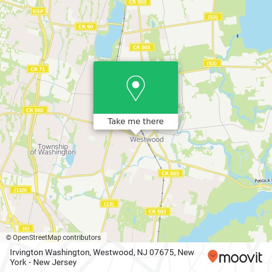 Mapa de Irvington Washington, Westwood, NJ 07675