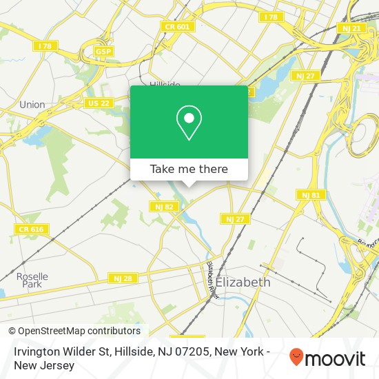 Mapa de Irvington Wilder St, Hillside, NJ 07205