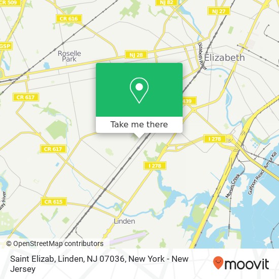 Mapa de Saint Elizab, Linden, NJ 07036