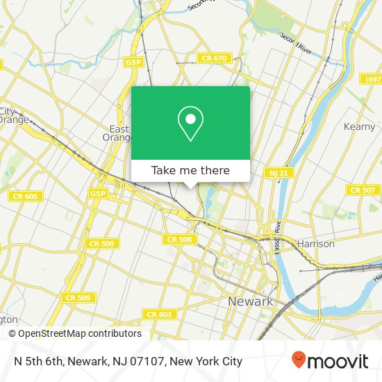 Mapa de N 5th 6th, Newark, NJ 07107