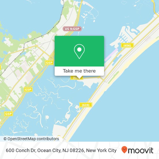 Mapa de 600 Conch Dr, Ocean City, NJ 08226