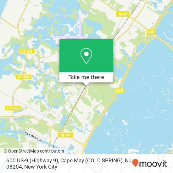 600 US-9 (Highway 9), Cape May (COLD SPRING), NJ 08204 map