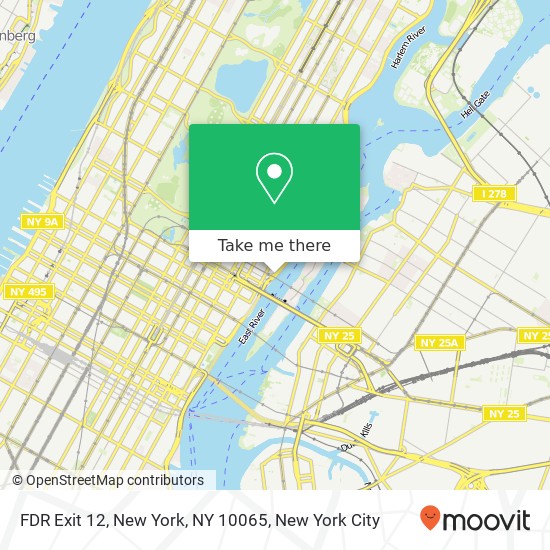 FDR Exit 12, New York, NY 10065 map