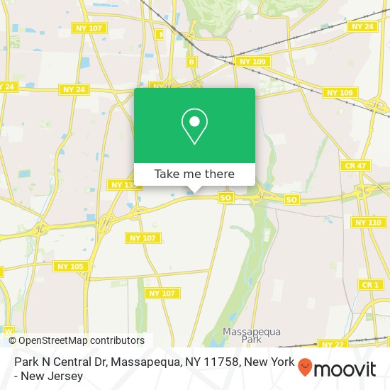 Mapa de Park N Central Dr, Massapequa, NY 11758