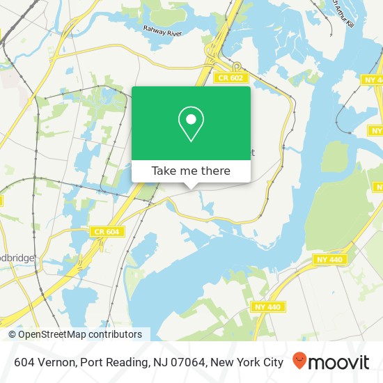Mapa de 604 Vernon, Port Reading, NJ 07064