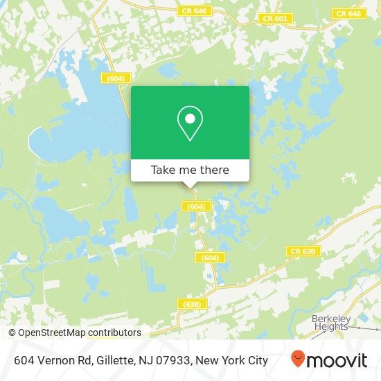 Mapa de 604 Vernon Rd, Gillette, NJ 07933