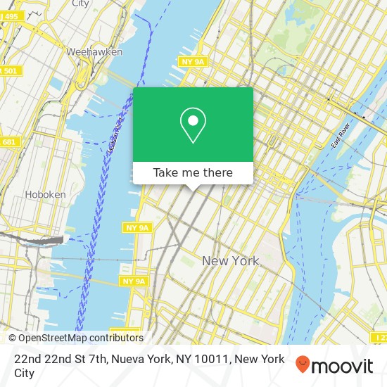 Mapa de 22nd 22nd St 7th, Nueva York, NY 10011