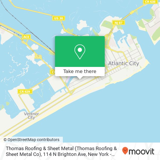 Mapa de Thomas Roofing & Sheet Metal (Thomas Roofing & Sheet Metal Co), 114 N Brighton Ave