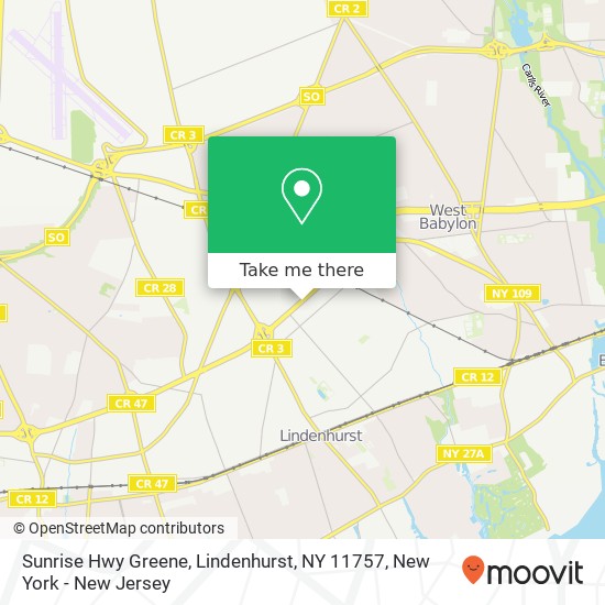 Mapa de Sunrise Hwy Greene, Lindenhurst, NY 11757