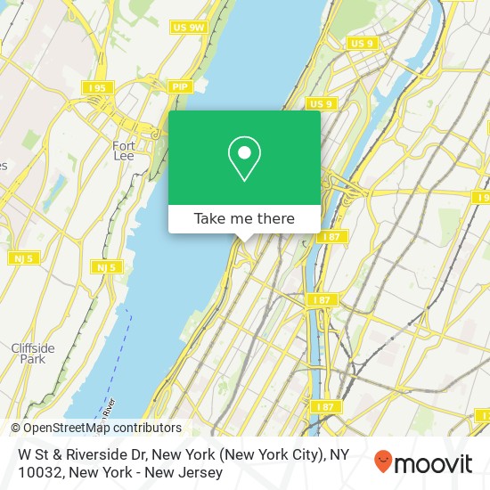 Mapa de W St & Riverside Dr, New York (New York City), NY 10032