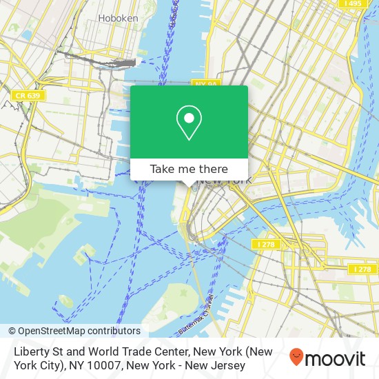 Liberty St and World Trade Center, New York (New York City), NY 10007 map