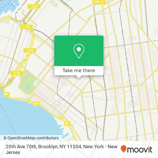 Mapa de 20th Ave 70th, Brooklyn, NY 11204