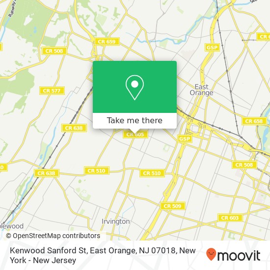 Mapa de Kenwood Sanford St, East Orange, NJ 07018