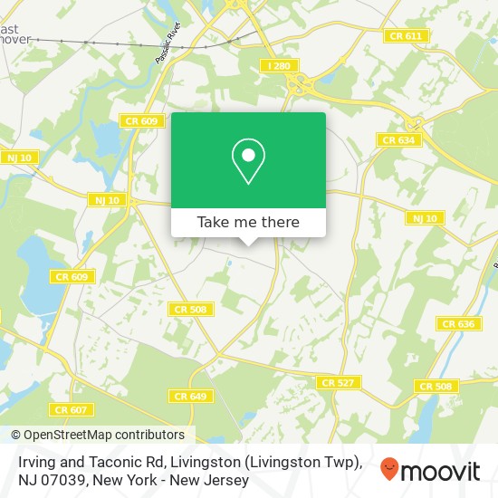 Mapa de Irving and Taconic Rd, Livingston (Livingston Twp), NJ 07039