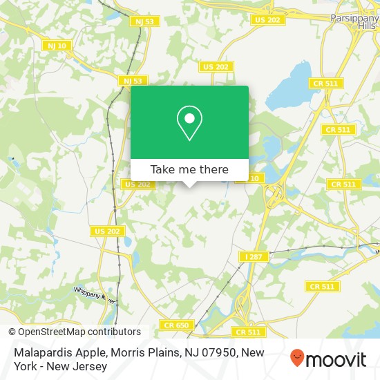 Mapa de Malapardis Apple, Morris Plains, NJ 07950