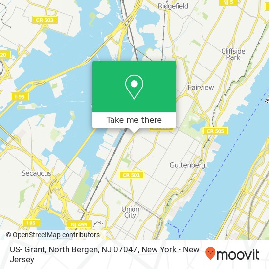 Mapa de US- Grant, North Bergen, NJ 07047