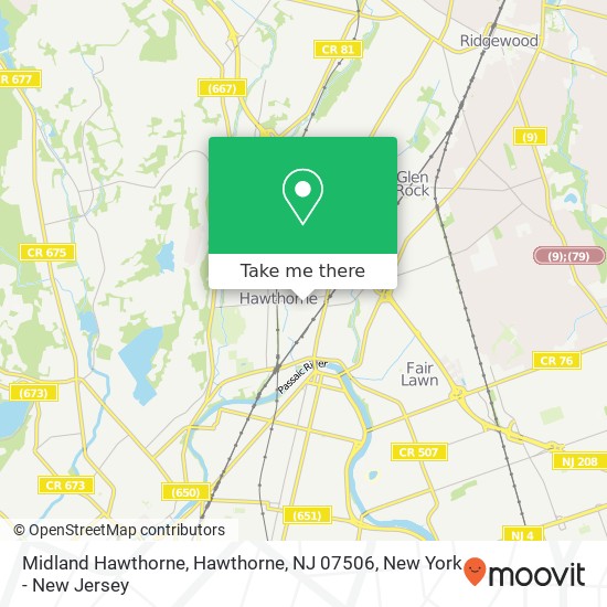 Mapa de Midland Hawthorne, Hawthorne, NJ 07506