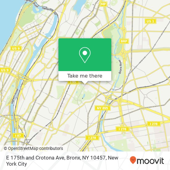 Mapa de E 175th and Crotona Ave, Bronx, NY 10457