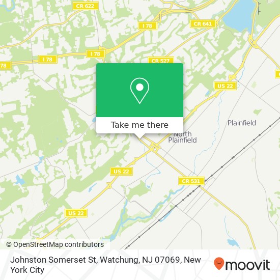 Mapa de Johnston Somerset St, Watchung, NJ 07069