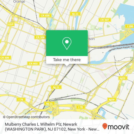 Mapa de Mulberry Charles L Wilhelm Plz, Newark (WASHINGTON PARK), NJ 07102