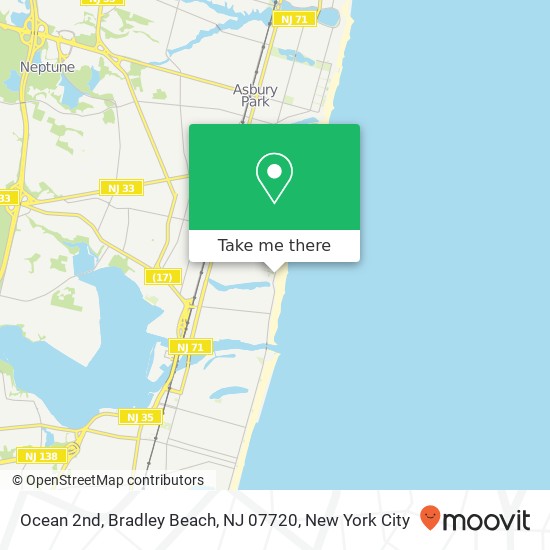 Mapa de Ocean 2nd, Bradley Beach, NJ 07720
