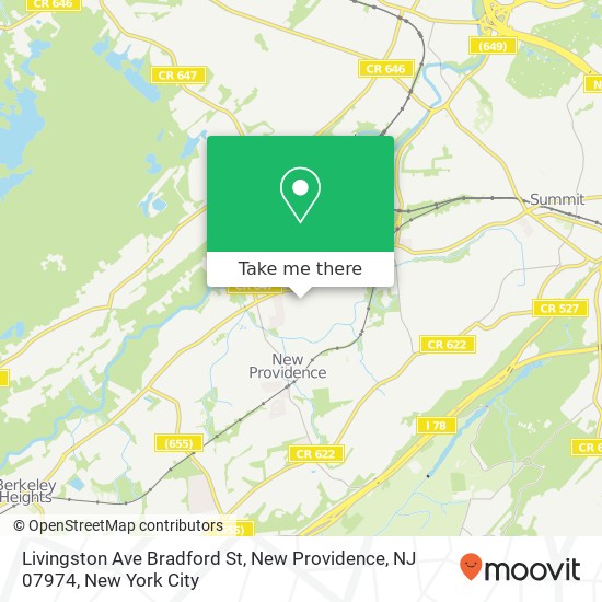 Livingston Ave Bradford St, New Providence, NJ 07974 map