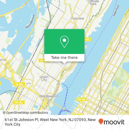 Mapa de 61st St Johnson Pl, West New York, NJ 07093