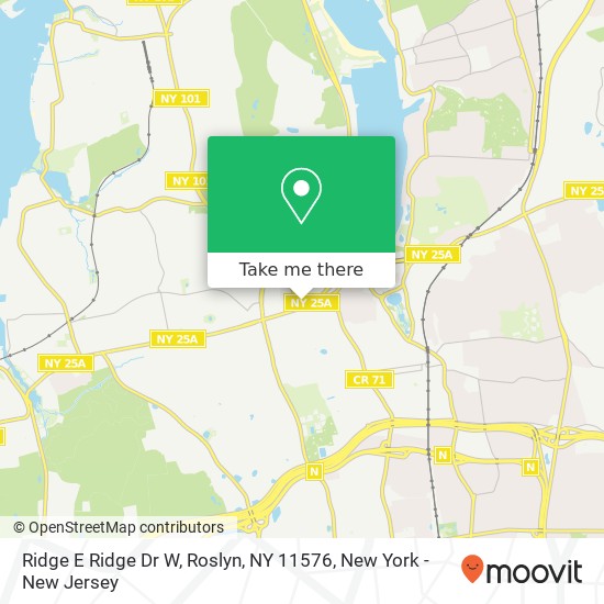 Mapa de Ridge E Ridge Dr W, Roslyn, NY 11576