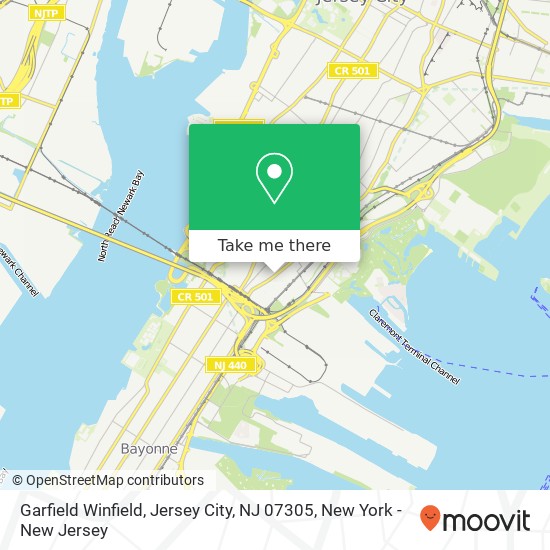 Mapa de Garfield Winfield, Jersey City, NJ 07305