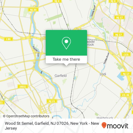 Mapa de Wood St Semel, Garfield, NJ 07026