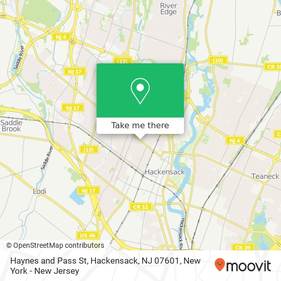 Haynes and Pass St, Hackensack, NJ 07601 map